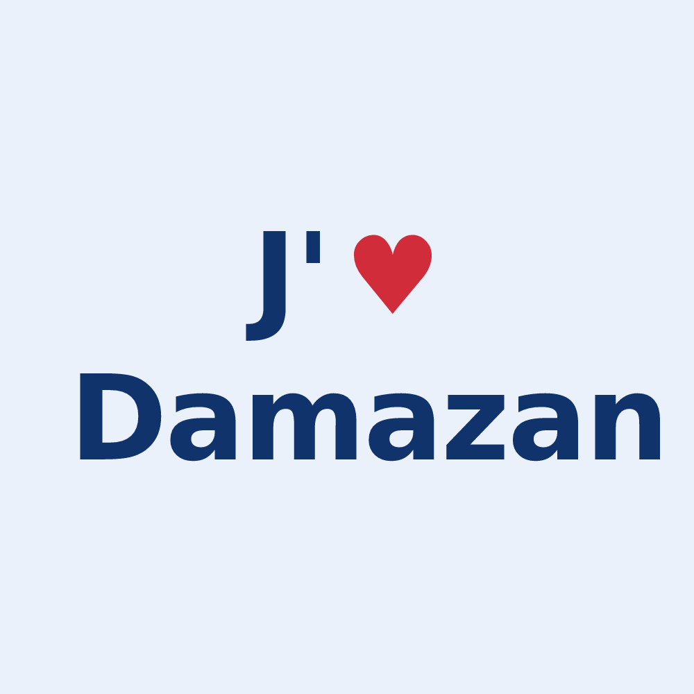 Sticker personnalisé Damazan — design J'aime Damazan