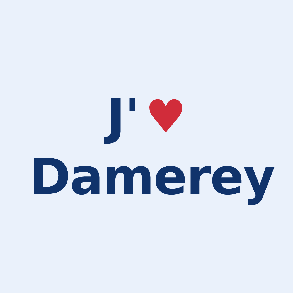 Sticker personnalisé Damerey — design J'aime Damerey