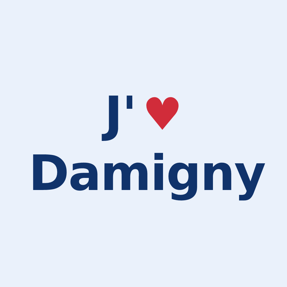 Sticker personnalisé Damigny — design J'aime Damigny