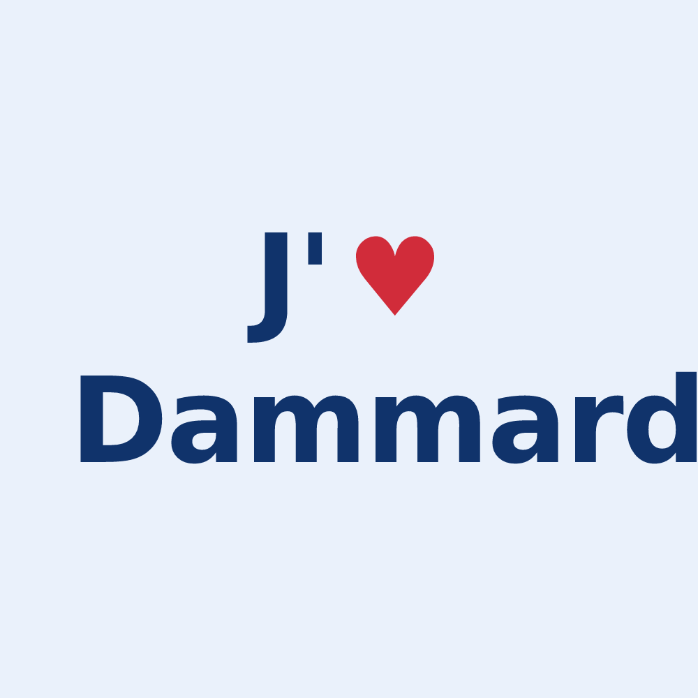 Sticker personnalisé Dammard — design « J'aime Dammard » imprimé sur le sticker