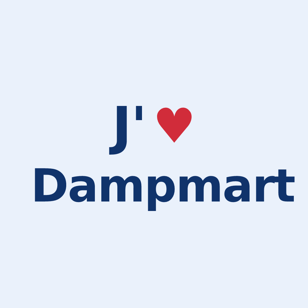 Sticker personnalisé Dampmart — design J'aime Dampmart