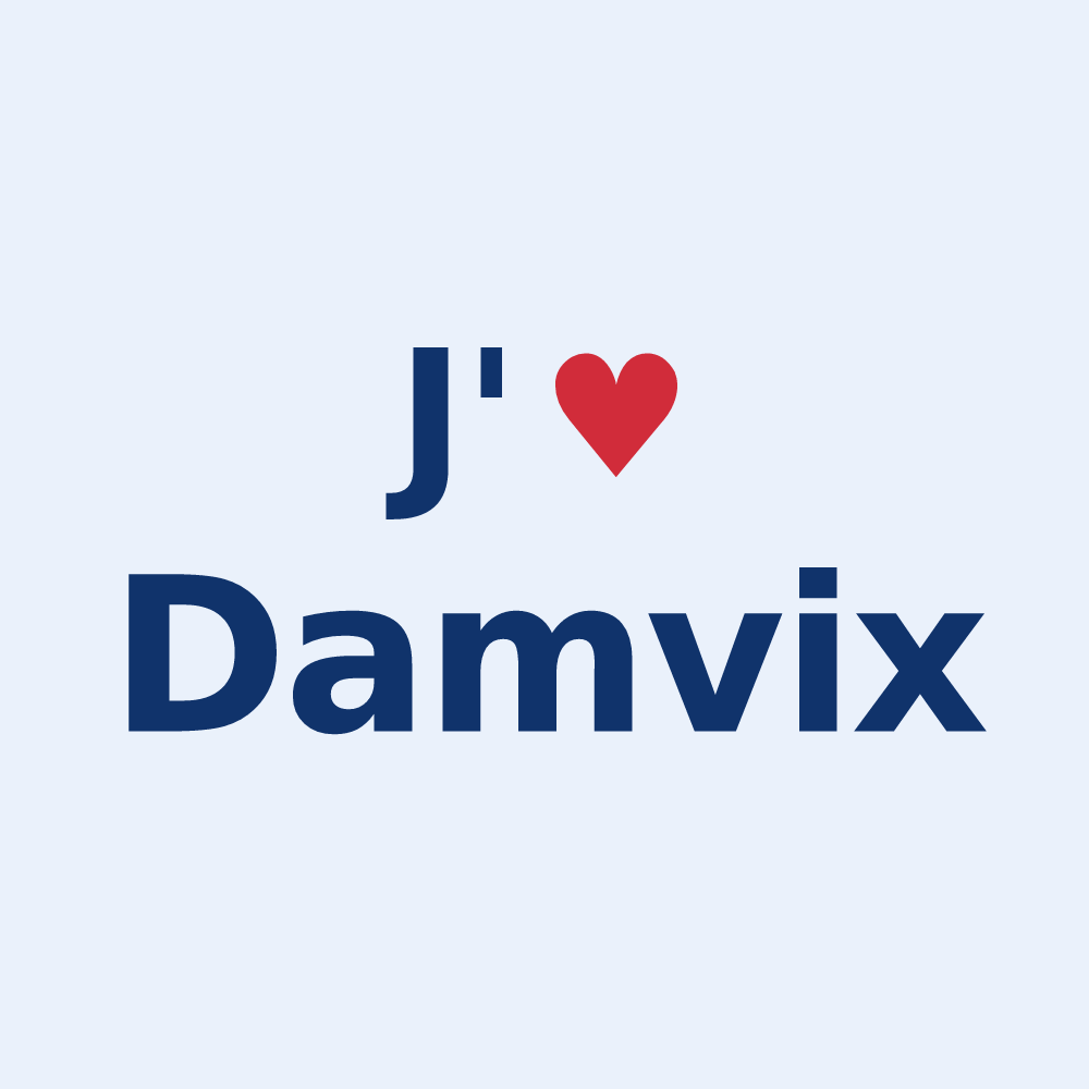 Sticker personnalisé Damvix — design J'aime Damvix