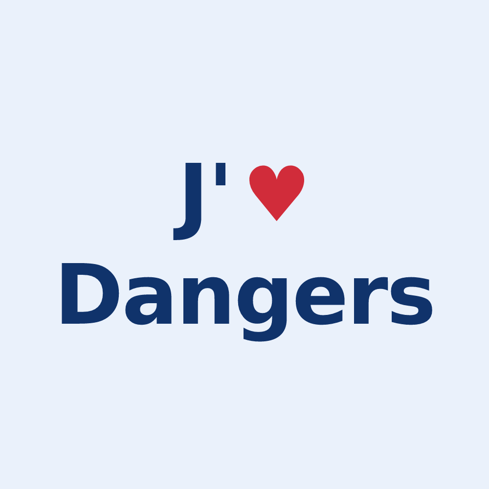 Sticker personnalisé Dangers — design J'aime Dangers