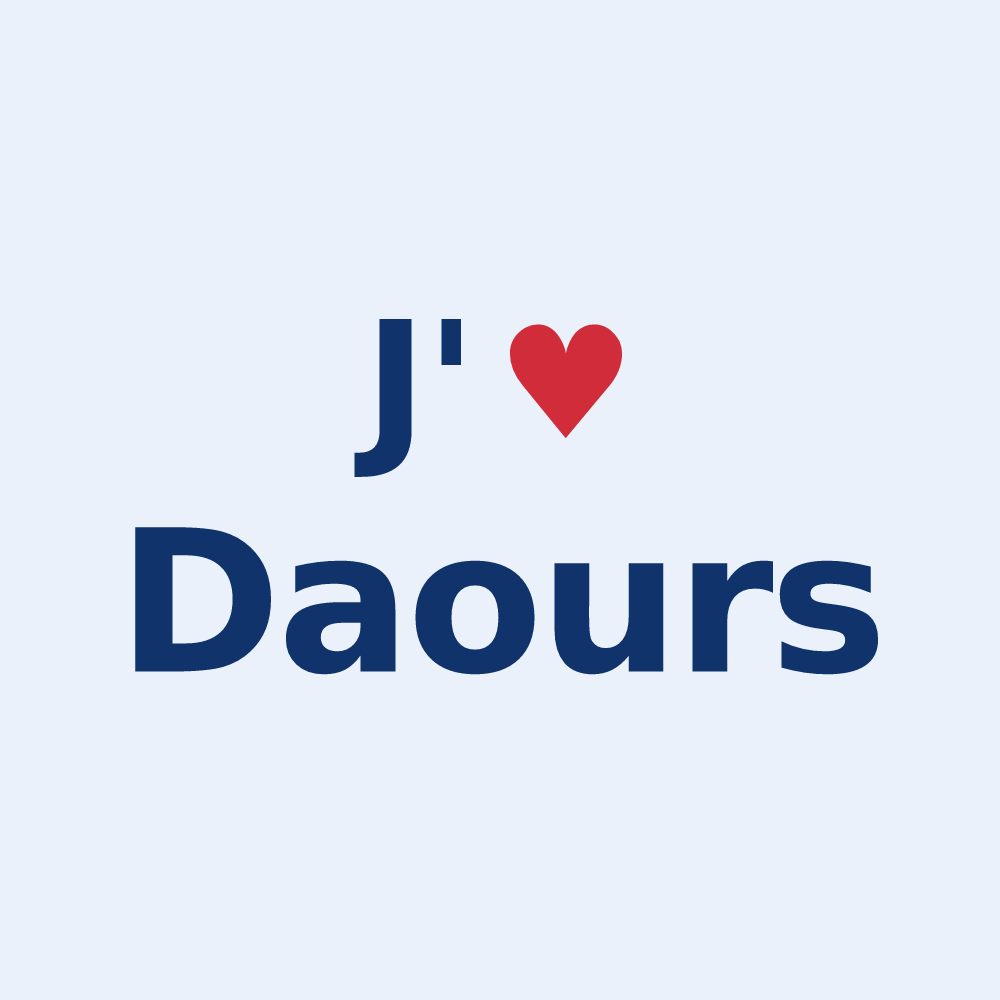 Sticker personnalisé Daours — design « J'aime Daours » imprimé sur le sticker