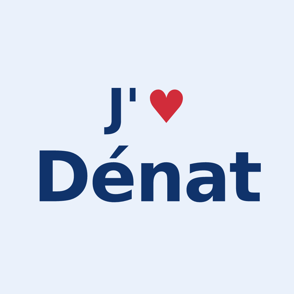 Sticker personnalisé Dénat — design « J'aime Dénat » imprimé sur le sticker