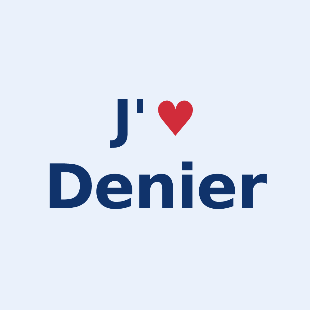 Sticker personnalisé Denier — design « J'aime Denier » imprimé sur le sticker