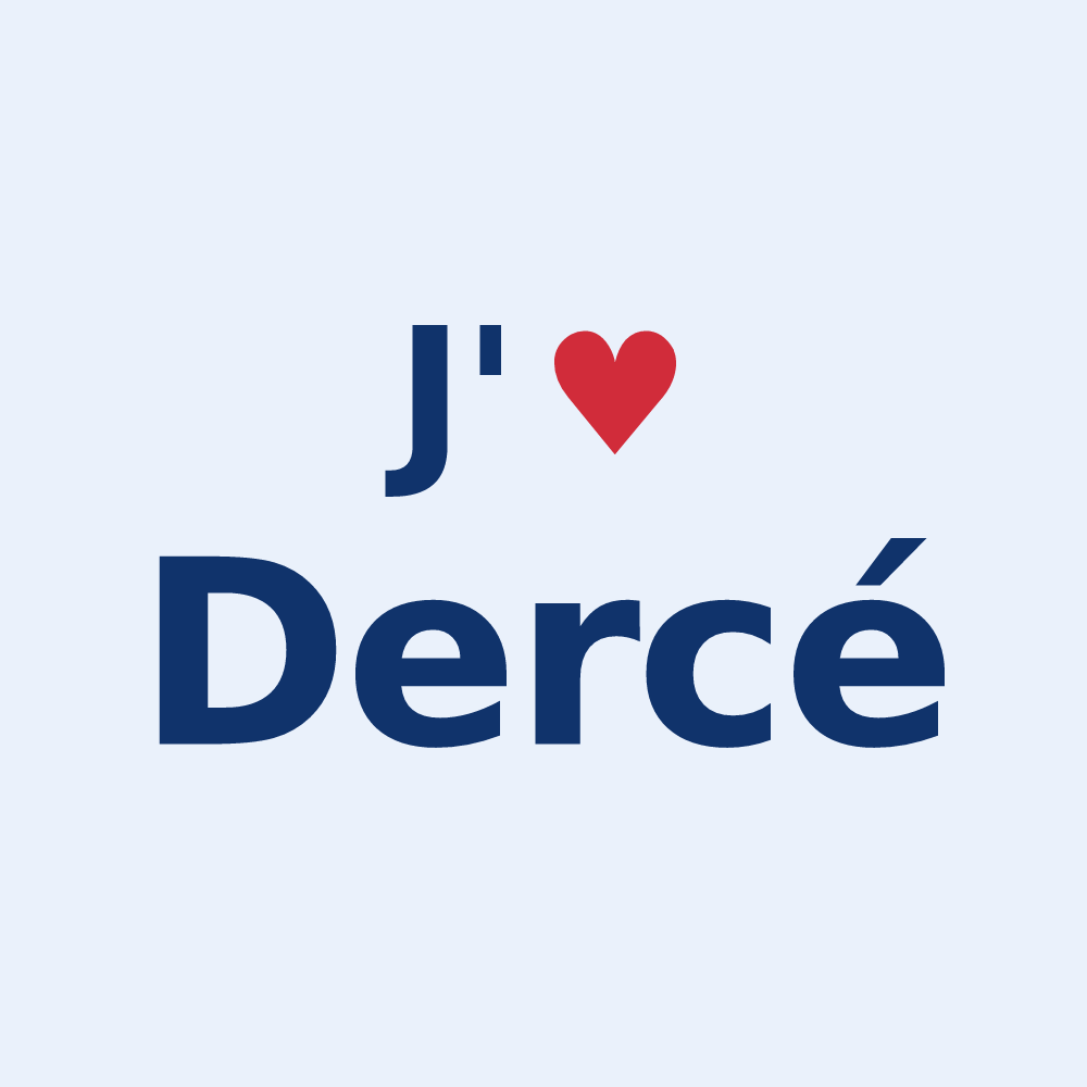 Sticker personnalisé Dercé — design « J'aime Dercé » imprimé sur le sticker