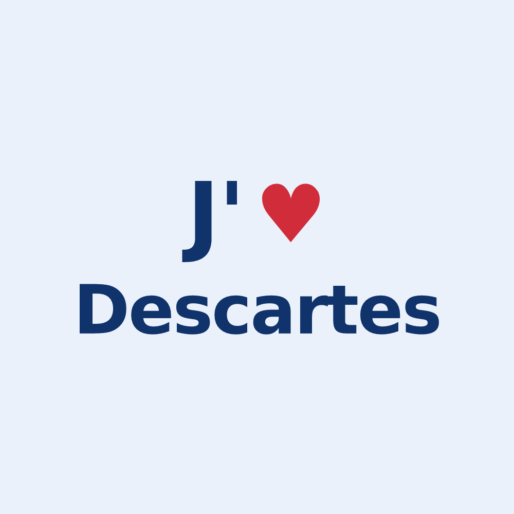 Sticker personnalisé Descartes — design J'aime Descartes