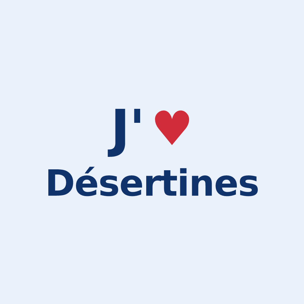 Sticker personnalisé Désertines — design « J'aime Désertines » imprimé sur le sticker