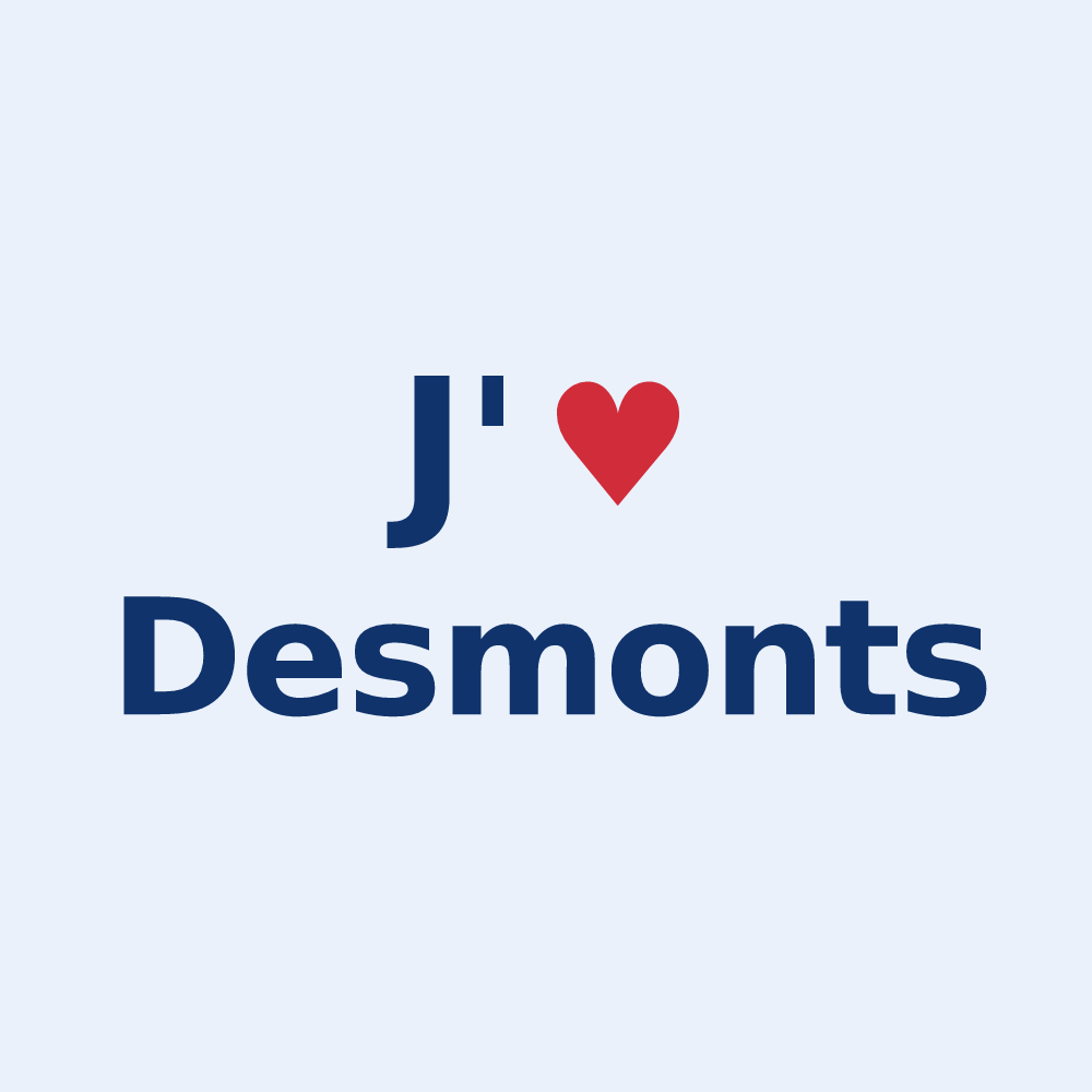 Sticker personnalisé Desmonts — design « J'aime Desmonts » imprimé sur le sticker