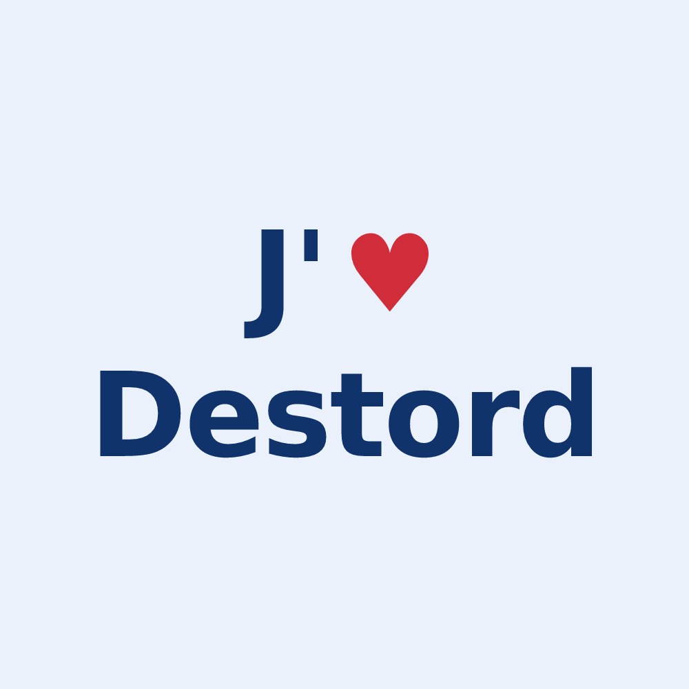 Sticker personnalisé Destord — design « J'aime Destord » imprimé sur le sticker