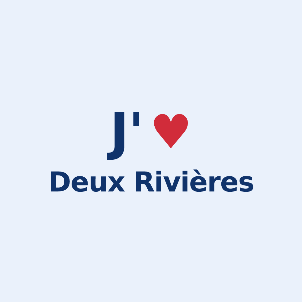 Sticker personnalisé Deux Rivières — design « J'aime Deux Rivières » imprimé sur le sticker
