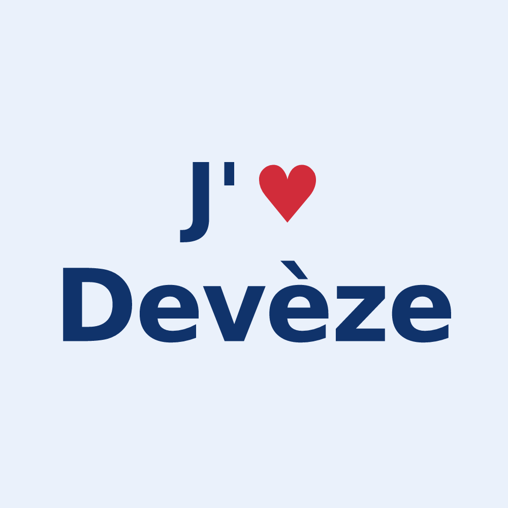 Sticker personnalisé Devèze — design J'aime Devèze