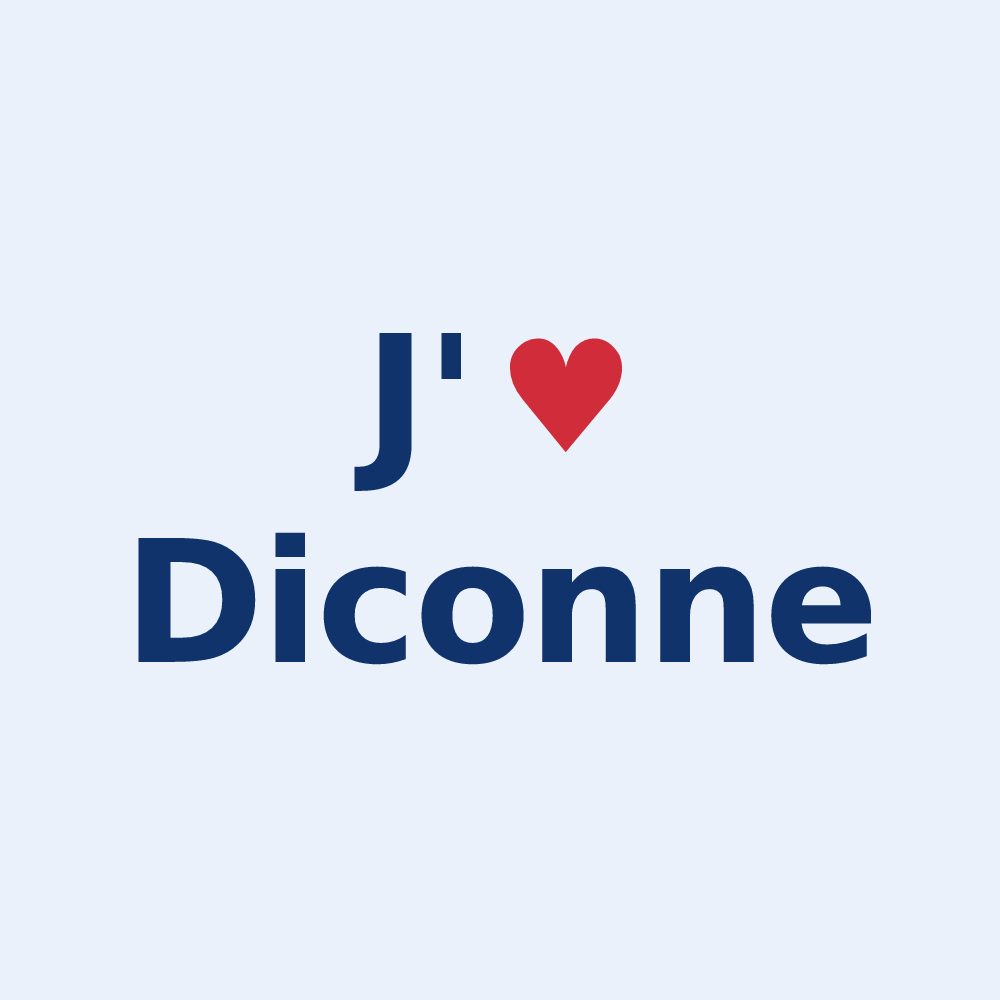 Sticker personnalisé Diconne — design J'aime Diconne