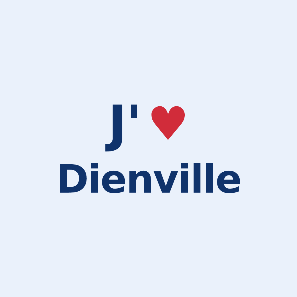 Sticker personnalisé Dienville — design « J'aime Dienville » imprimé sur le sticker