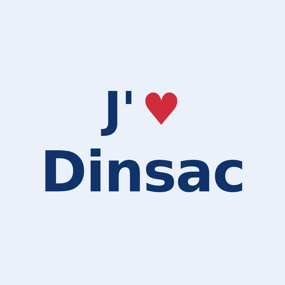 Sticker personnalisé Dinsac — design « J'aime Dinsac » imprimé sur le sticker