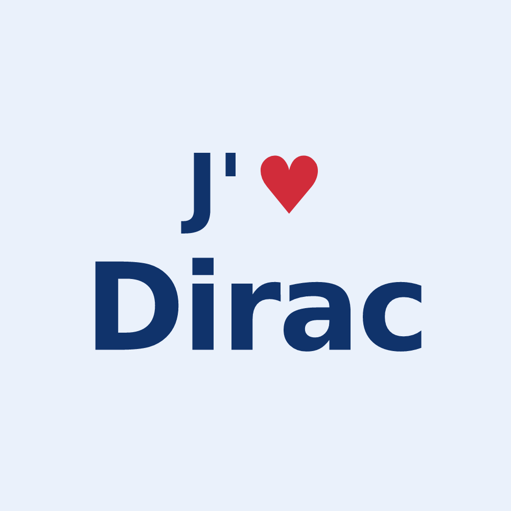 Sticker personnalisé Dirac — design « J'aime Dirac » imprimé sur le sticker
