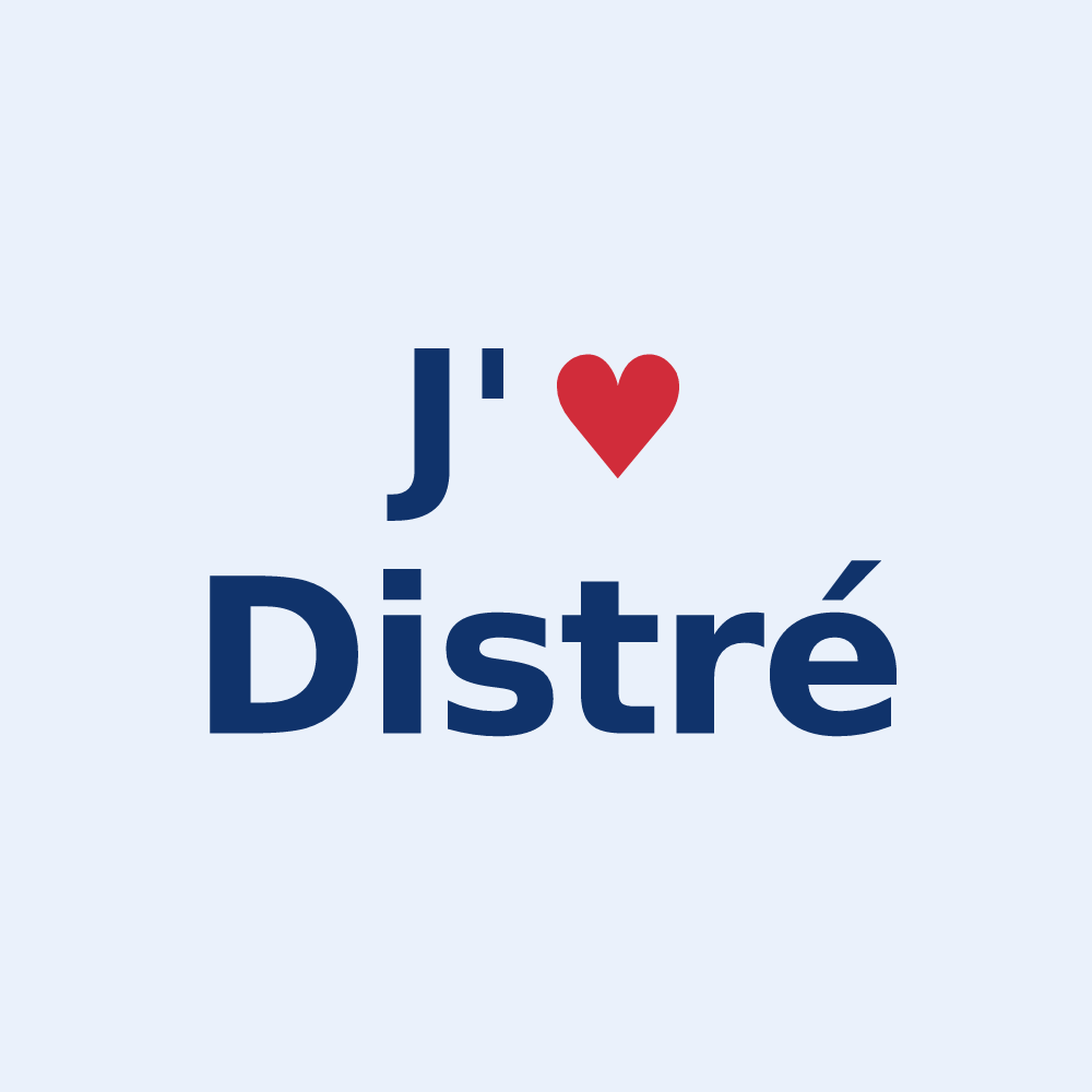 Sticker personnalisé Distré — design J'aime Distré