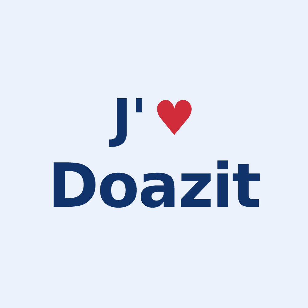 Sticker personnalisé Doazit — design « J'aime Doazit » imprimé sur le sticker