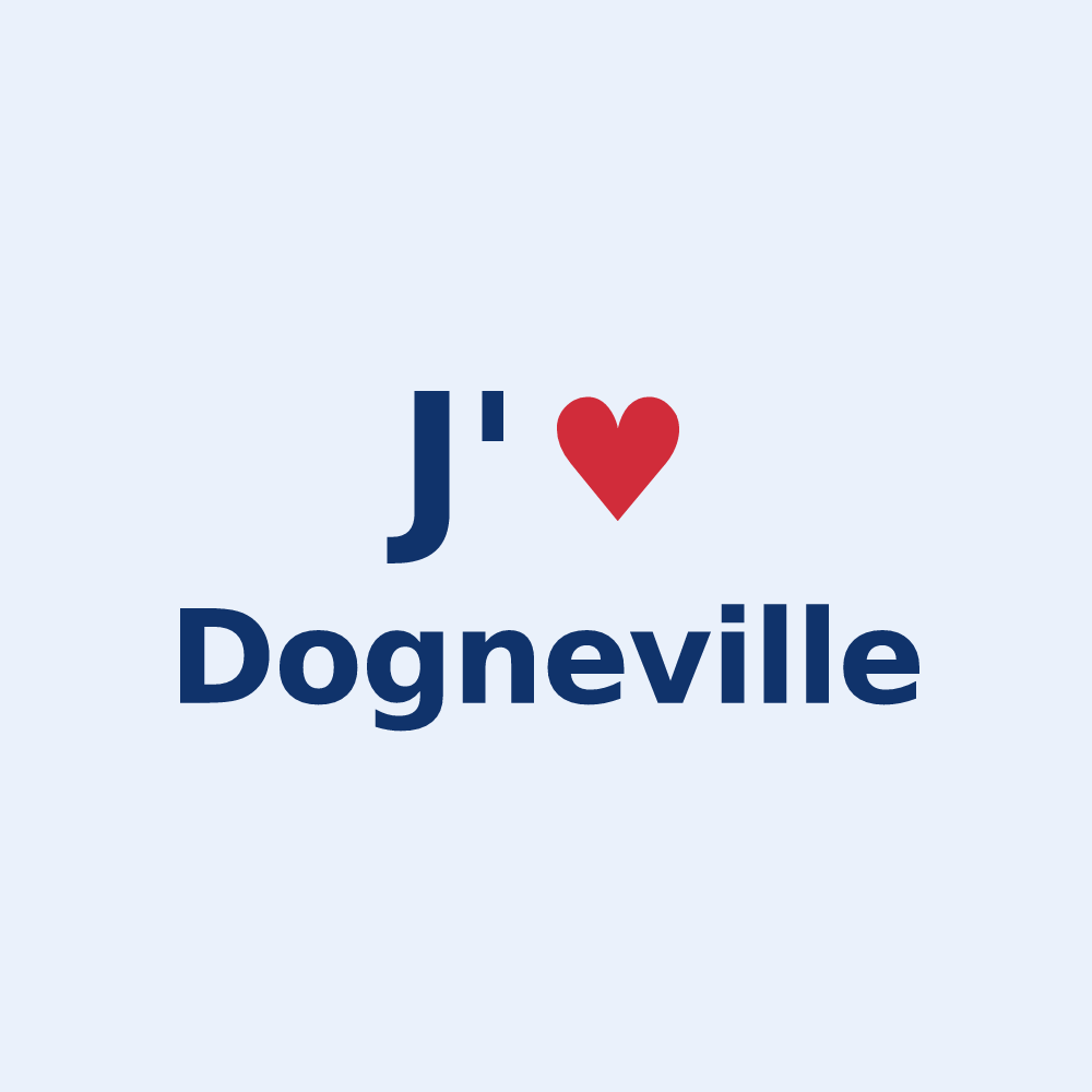Sticker personnalisé Dogneville — design J'aime Dogneville