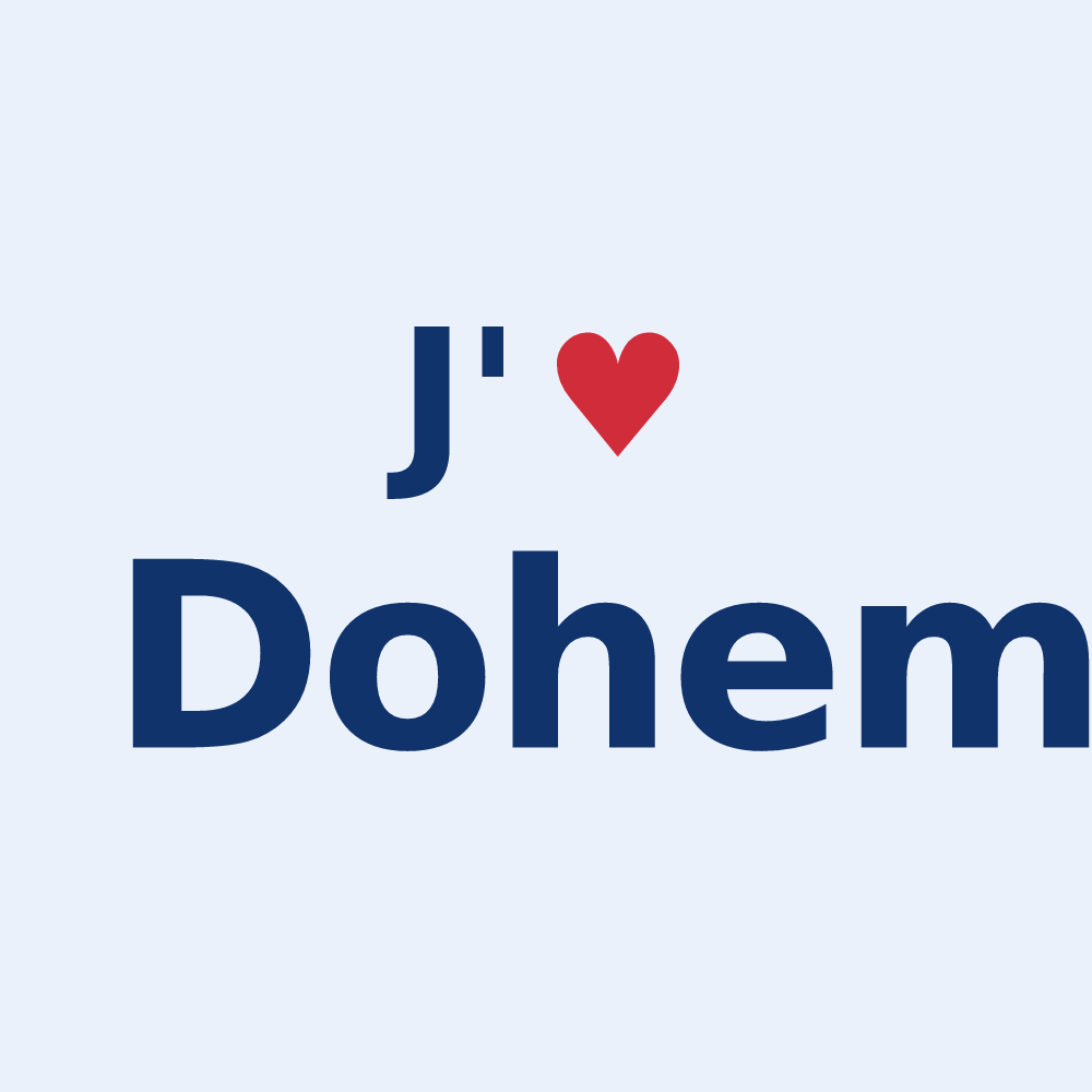Sticker personnalisé Dohem — design J'aime Dohem