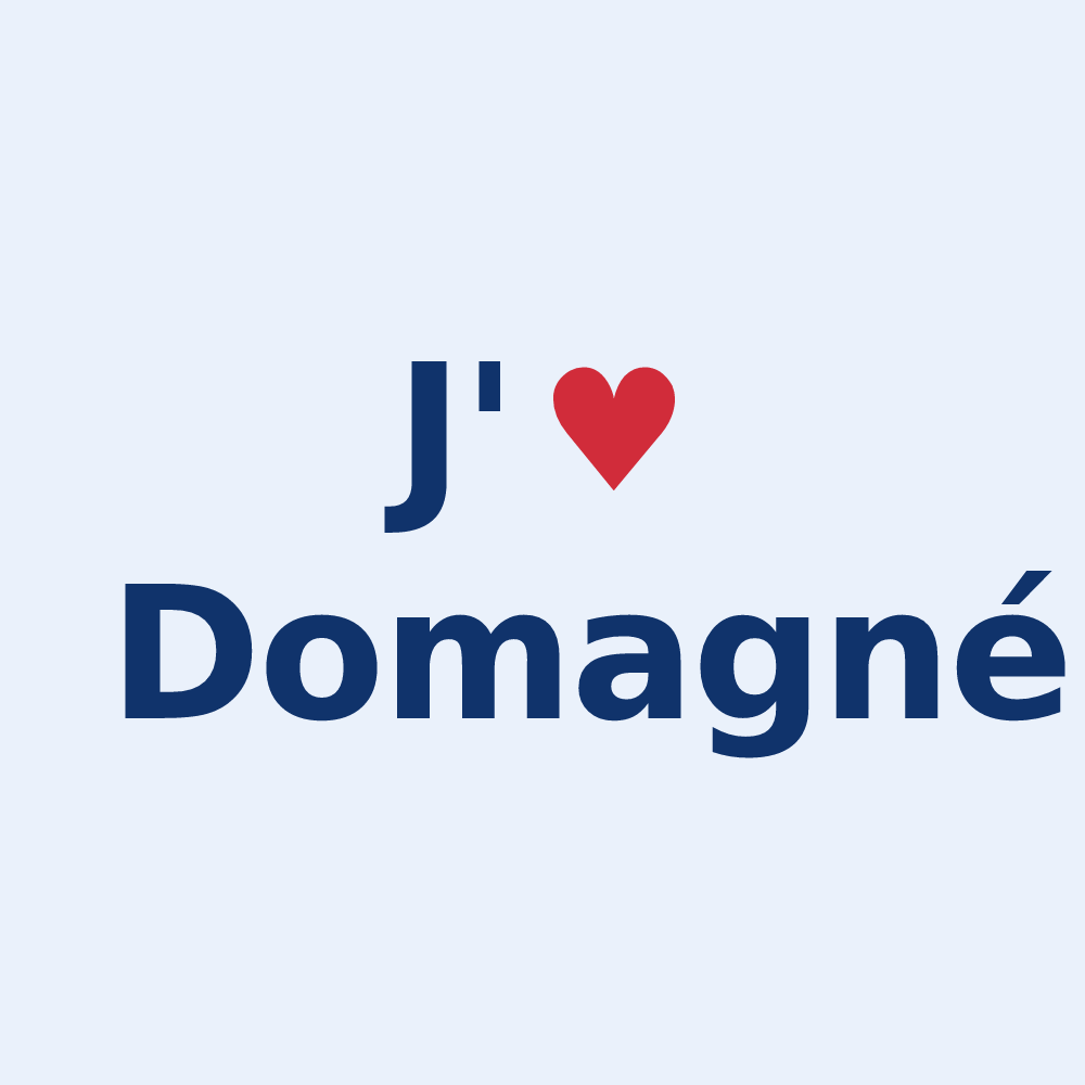 Sticker personnalisé Domagné — design J'aime Domagné