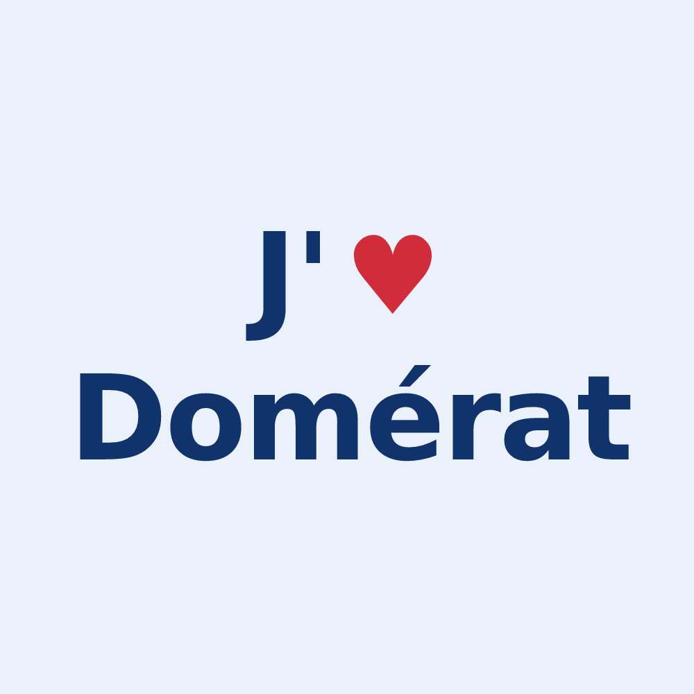 Sticker personnalisé Domérat — design J'aime Domérat