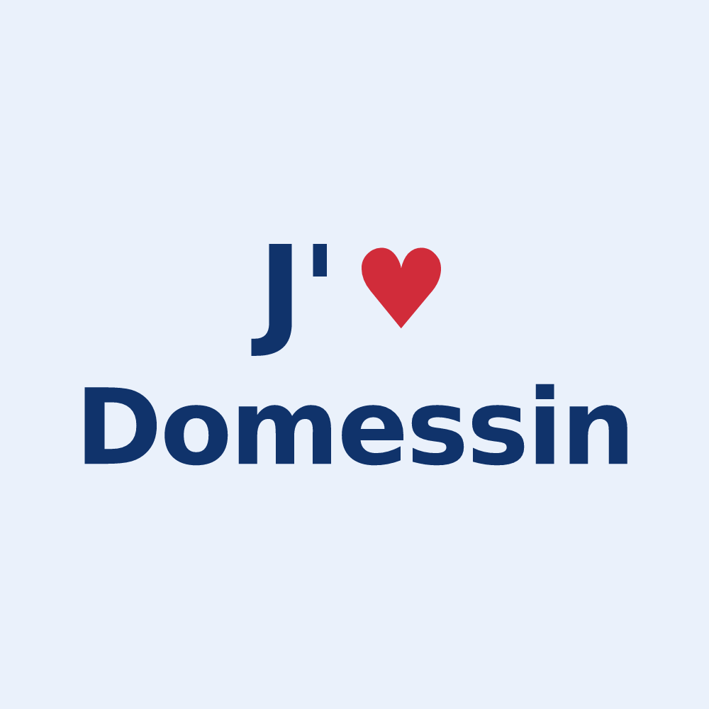 Sticker personnalisé Domessin — design J'aime Domessin