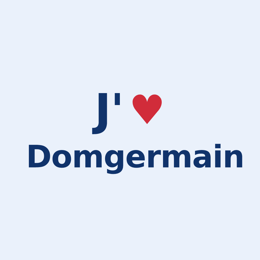 Sticker personnalisé Domgermain — design « J'aime Domgermain » imprimé sur le sticker