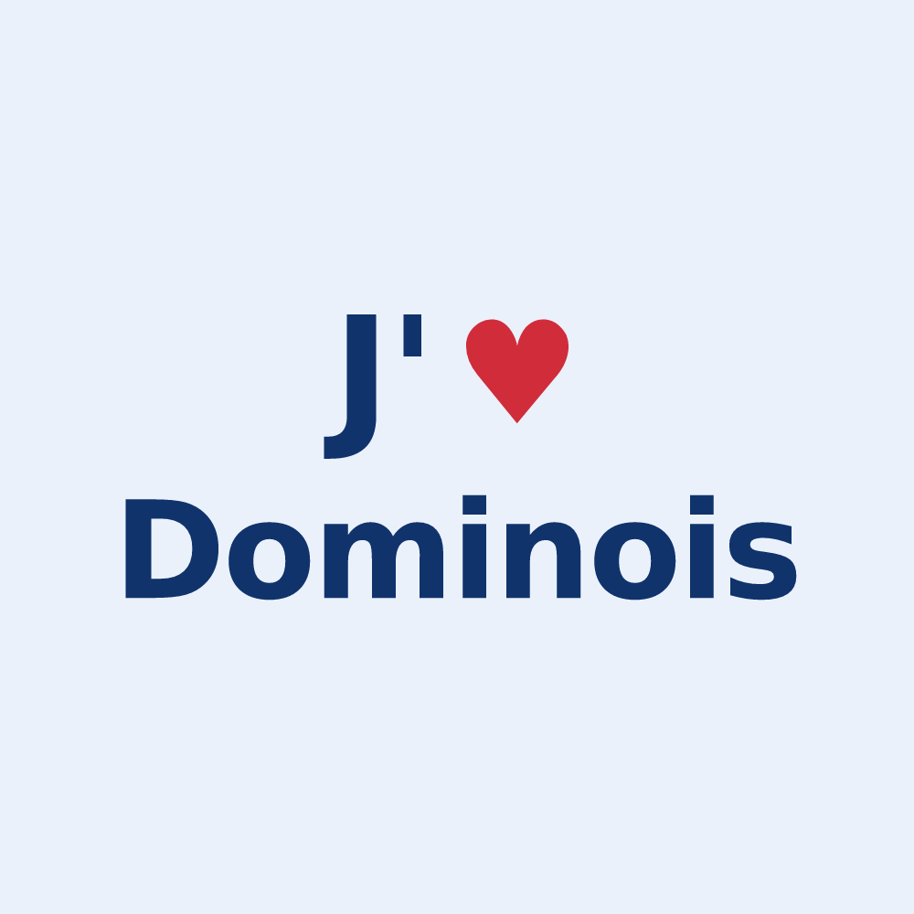 Sticker personnalisé Dominois — design J'aime Dominois