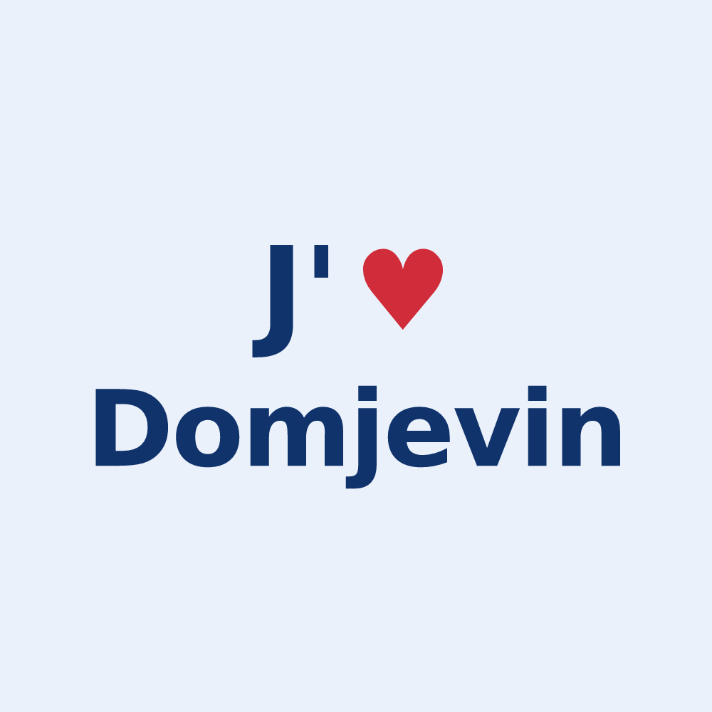 Sticker personnalisé Domjevin — design J'aime Domjevin