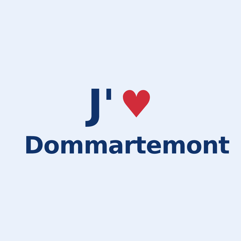 Sticker personnalisé Dommartemont — design « J'aime Dommartemont » imprimé sur le sticker