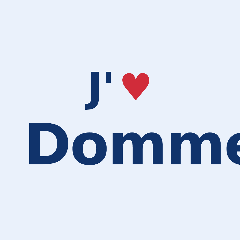 Sticker personnalisé Domme — design J'aime Domme