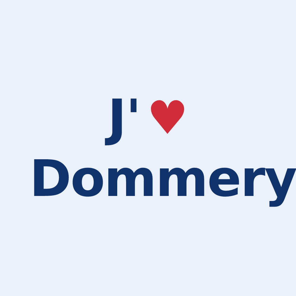 Sticker personnalisé Dommery — design « J'aime Dommery » imprimé sur le sticker