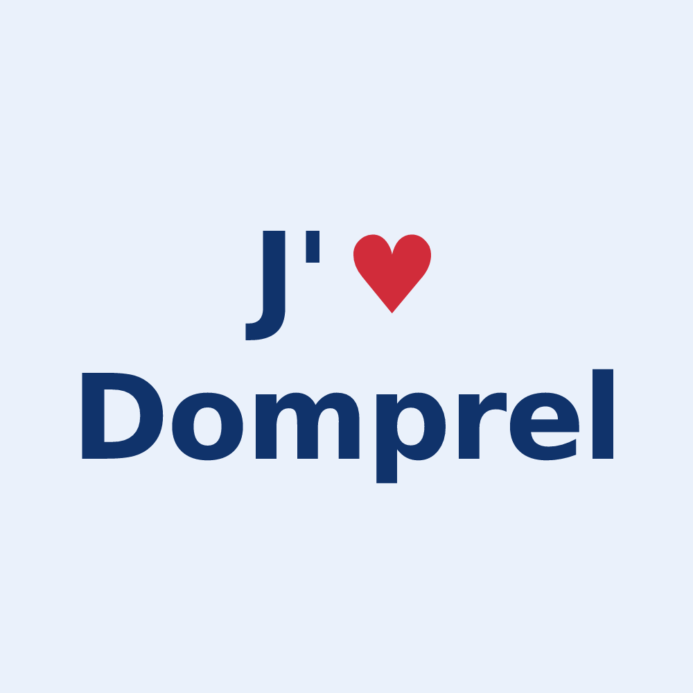 Sticker personnalisé Domprel — design J'aime Domprel