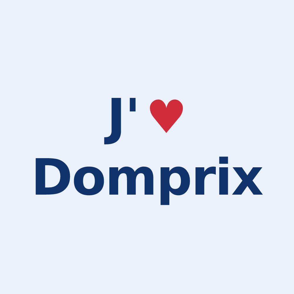 Sticker personnalisé Domprix — design J'aime Domprix