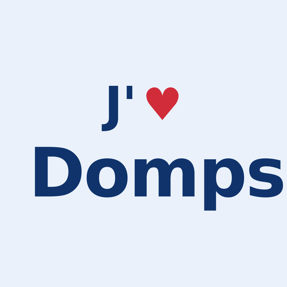 Sticker personnalisé Domps — design « J'aime Domps » imprimé sur le sticker