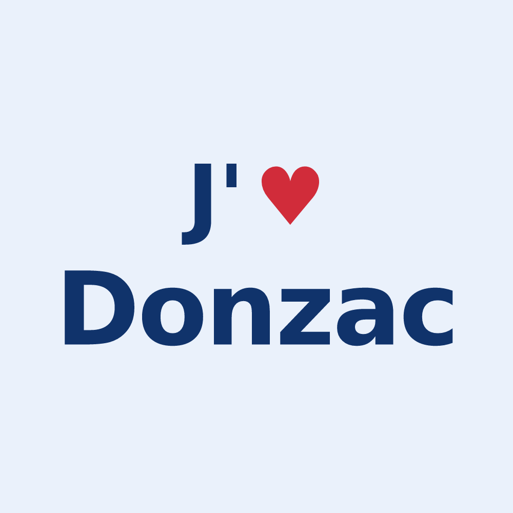 Sticker personnalisé Donzac — design J'aime Donzac