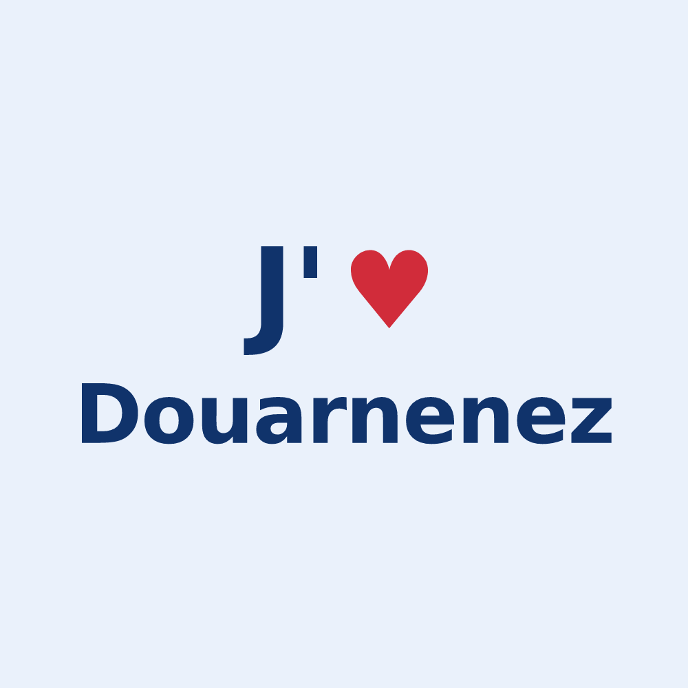 Sticker personnalisé Douarnenez — design « J'aime Douarnenez » imprimé sur le sticker