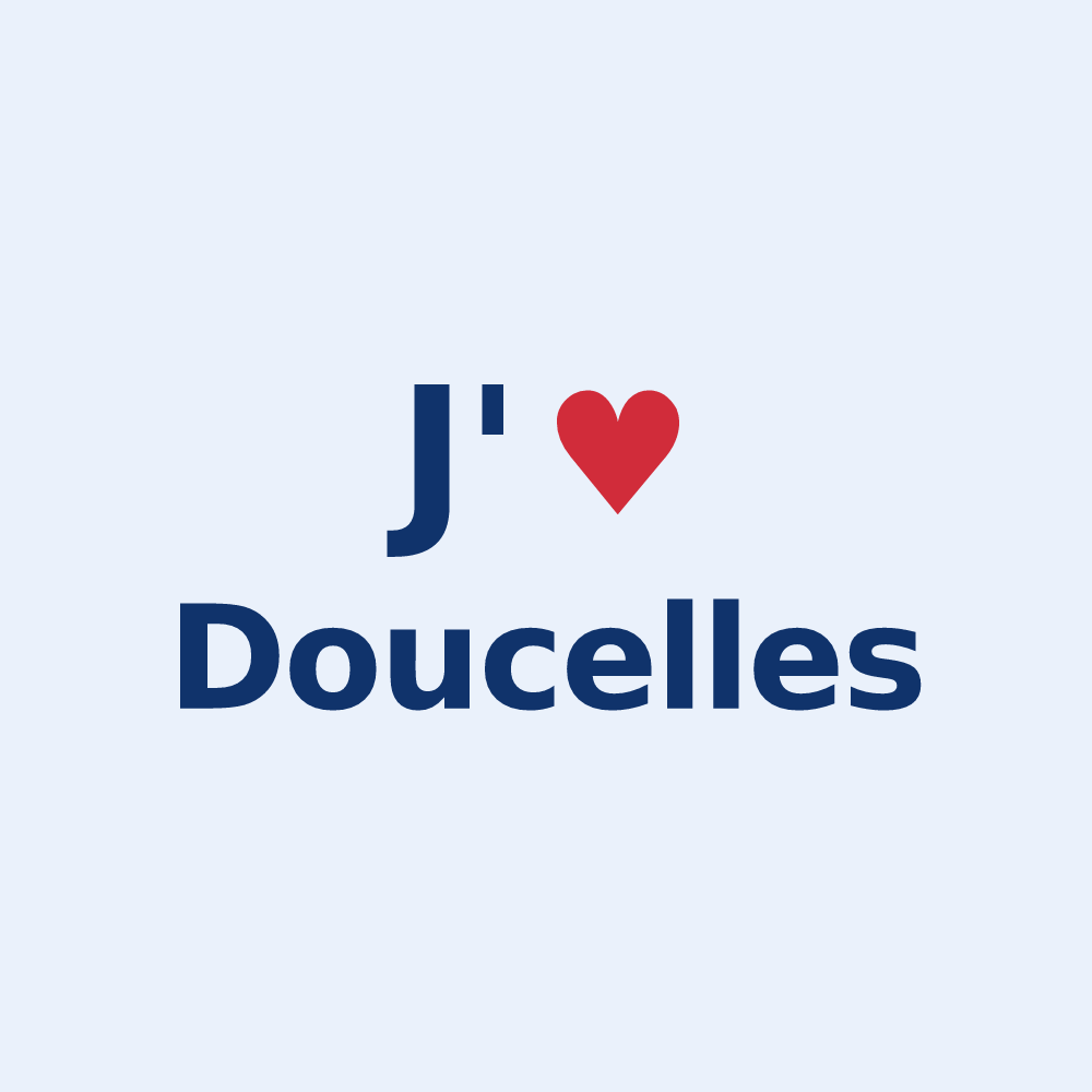 Sticker personnalisé Doucelles — design J'aime Doucelles