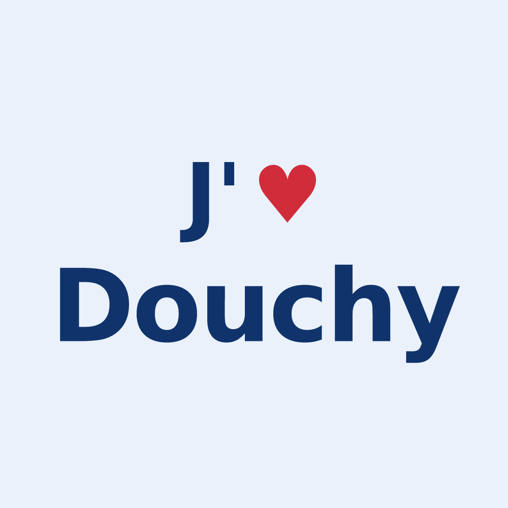 Sticker personnalisé Douchy — design J'aime Douchy
