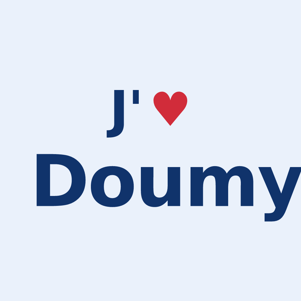 Sticker personnalisé Doumy — design « J'aime Doumy » imprimé sur le sticker