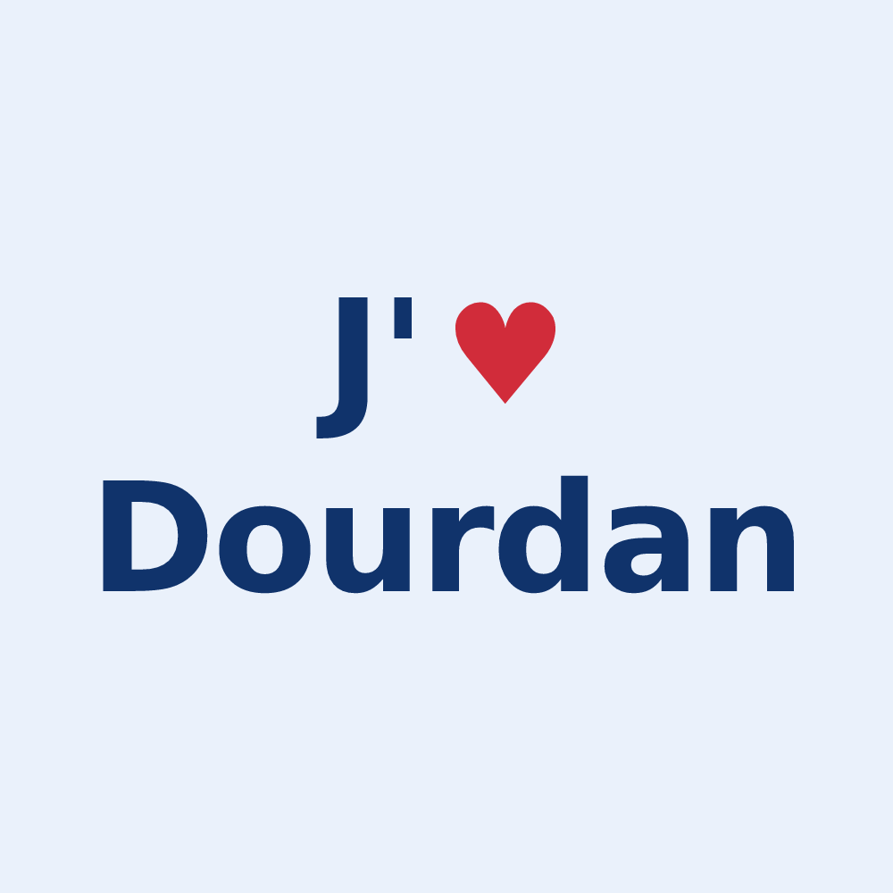 Sticker personnalisé Dourdan — design J'aime Dourdan