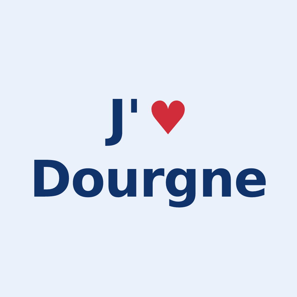 Sticker personnalisé Dourgne — design J'aime Dourgne