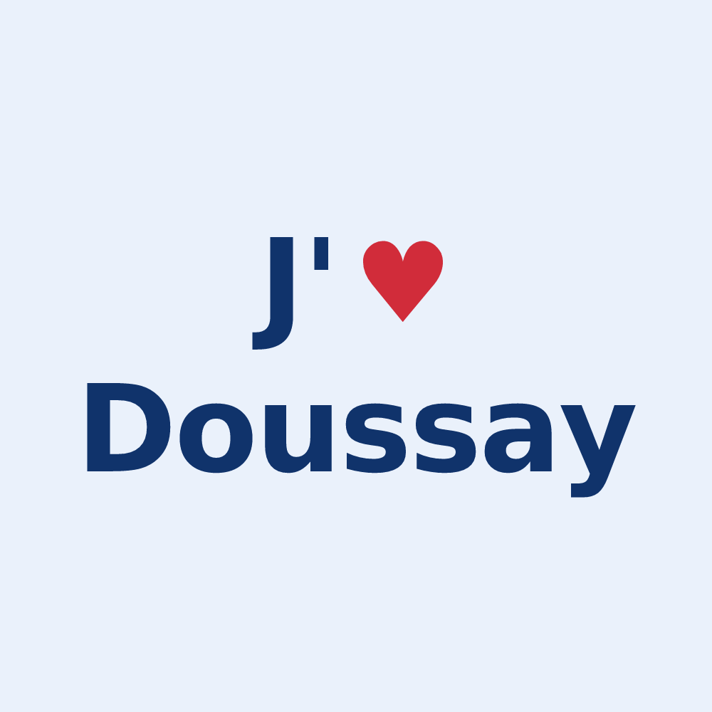 Sticker personnalisé Doussay — design J'aime Doussay
