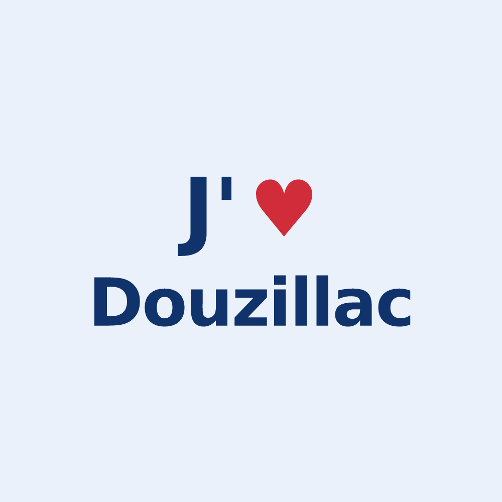 Sticker personnalisé Douzillac — design J'aime Douzillac