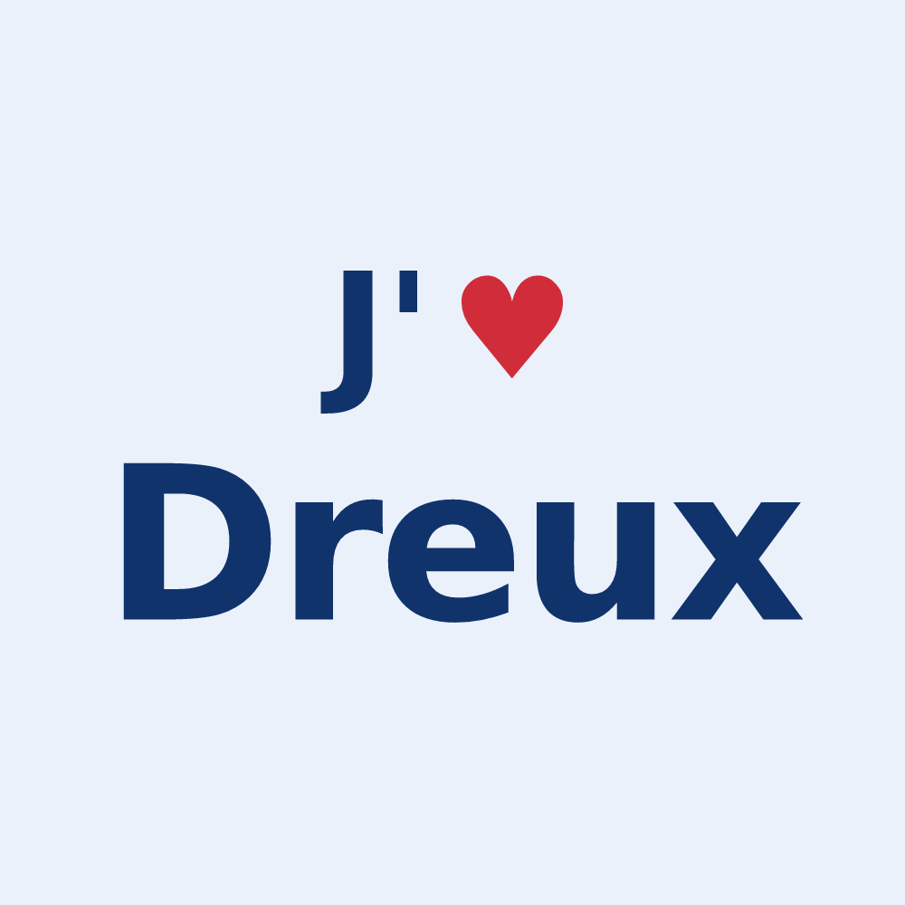 Sticker personnalisé Dreux — design J'aime Dreux