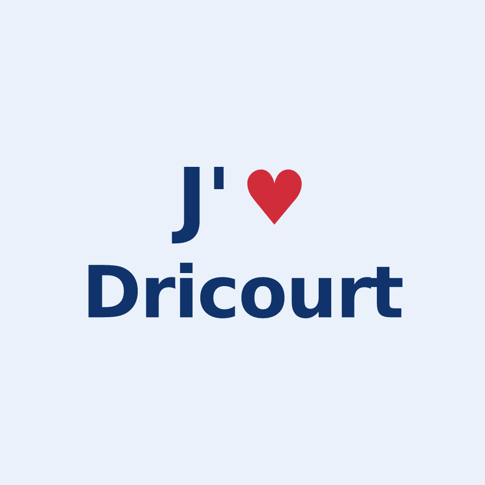 Sticker personnalisé Dricourt — design « J'aime Dricourt » imprimé sur le sticker