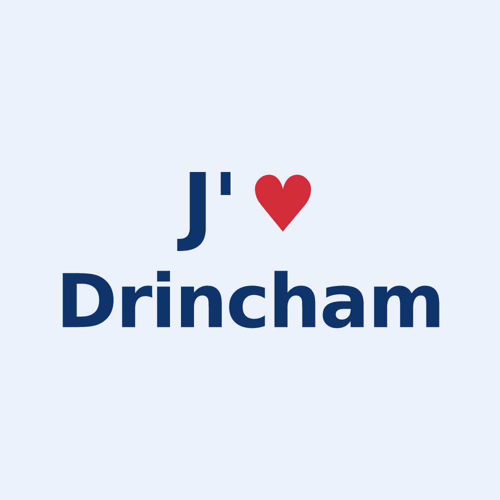 Sticker personnalisé Drincham — design J'aime Drincham