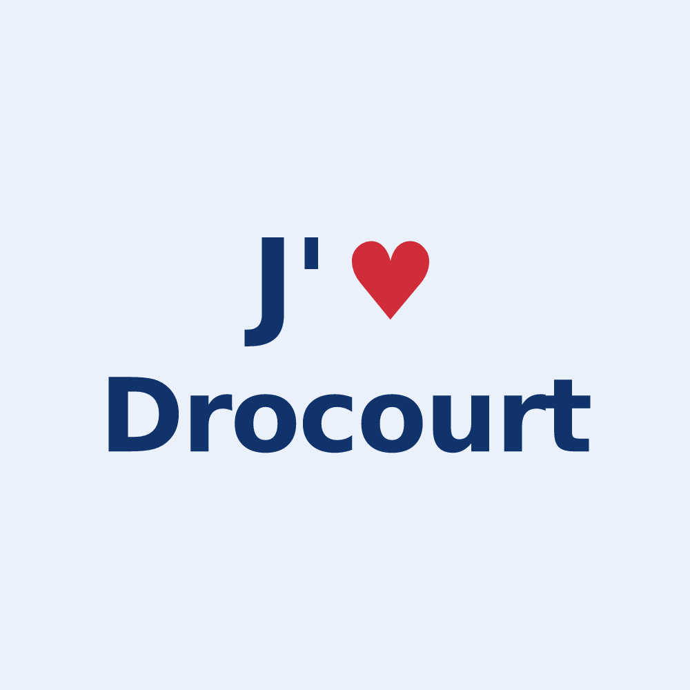 Sticker personnalisé Drocourt — design J'aime Drocourt